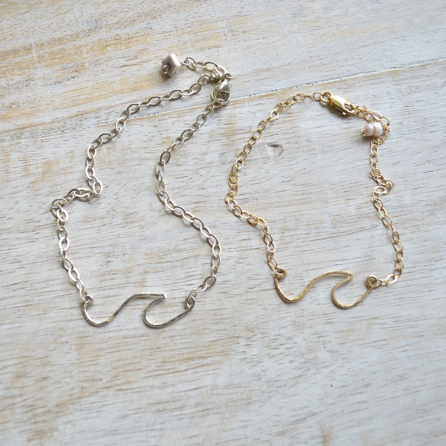 SALTY BUT SWEET Ocean Wave Anklet Sterling Silver Two Sizes