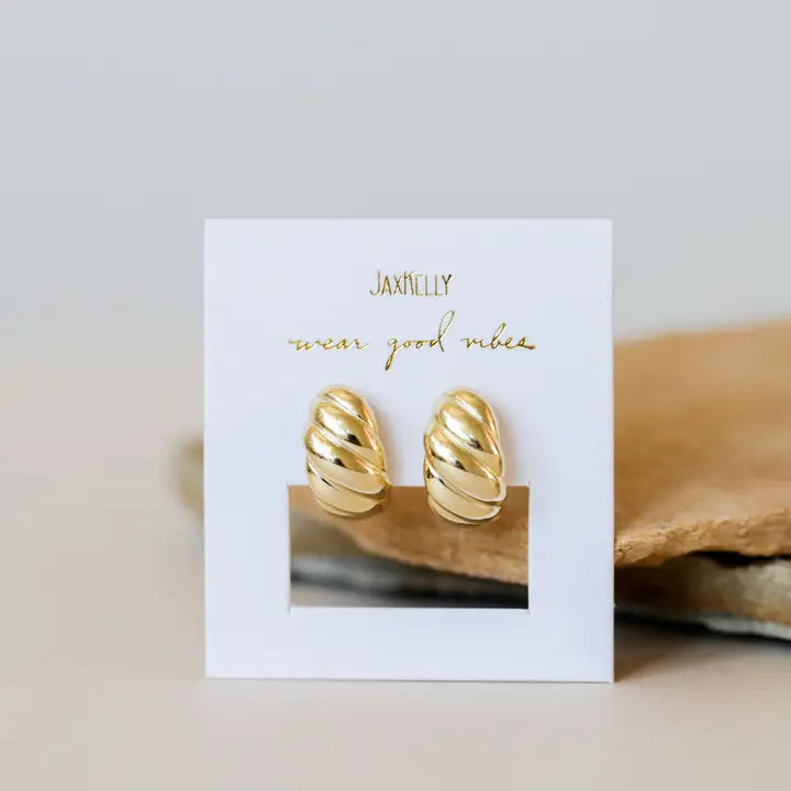 JAXKELLY Gold Hoop Swirl Gold Earrings