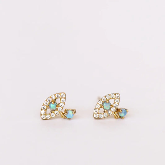 JAXKELLY Evil Eye Drop - Opal - Gold Earrings