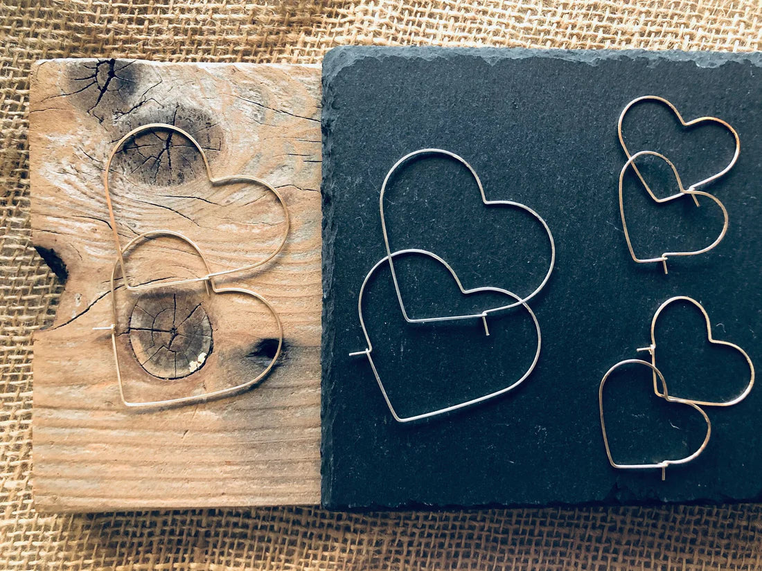 Desert Moon Design  Heart Hoops Sterling Silver