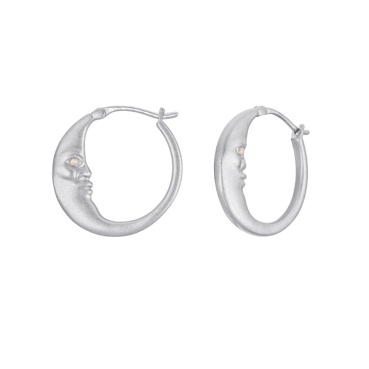 LESLIE FRANCESCA LA LUNE OPAL HOOPS SILVER