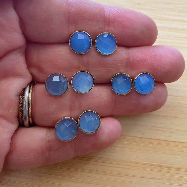 LESLIE FRANCESCA PERIWINKLE CHALCEDONY STUDS