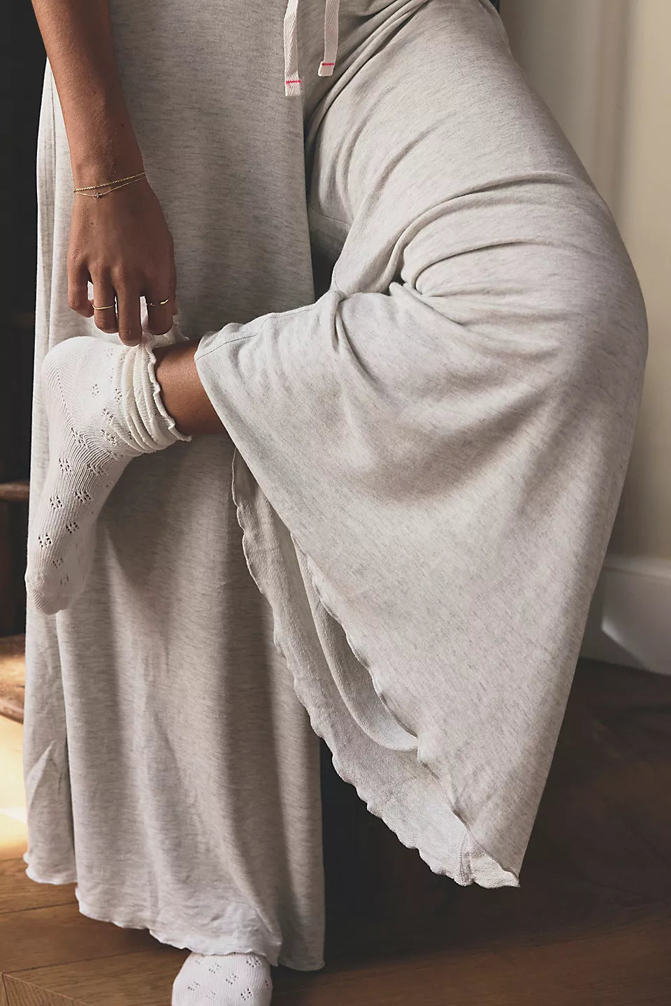 FREE PEOPLE DREAM STATE WIDE LEG PANTS HEATHER GREY