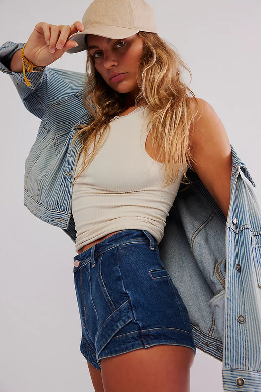 FREE PEOPLE CRVY Mona High-Rise Shorts