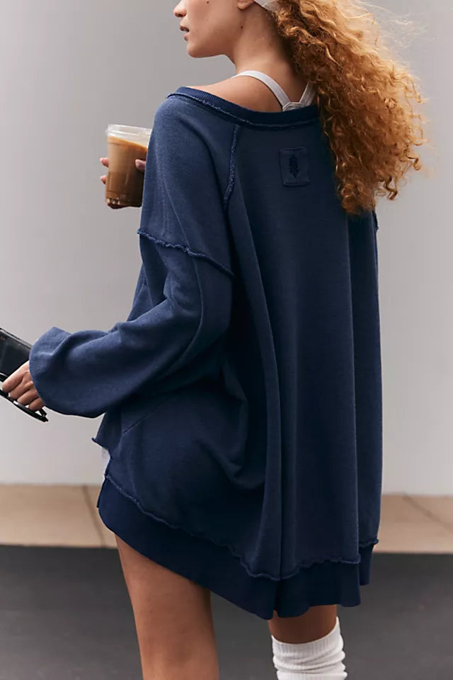 FREE PEOPLE ONE TO BEAT PULLOVER MIDNIGHT NAVY