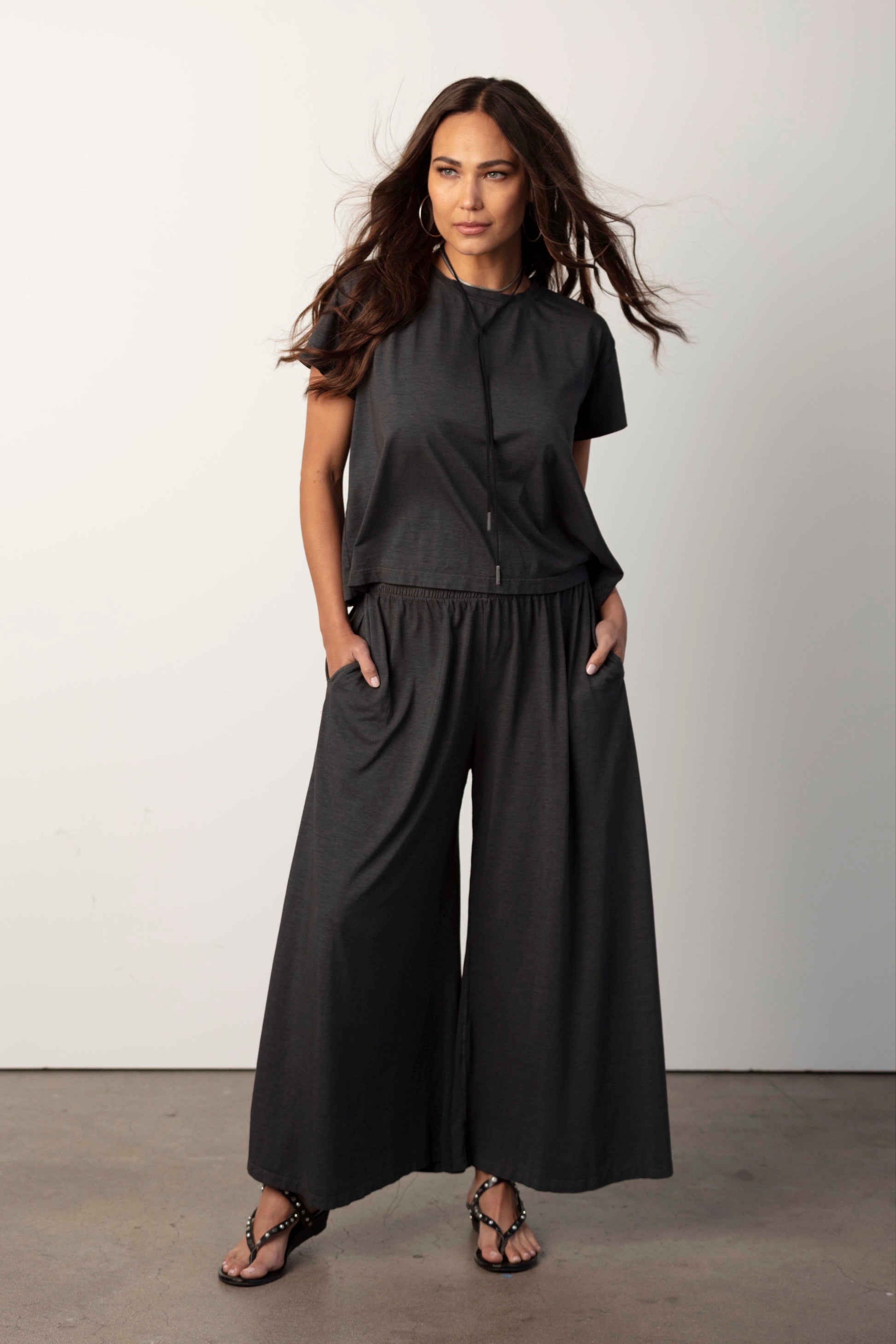 MILA KEATON PALAZZO PANT CHARCOAL