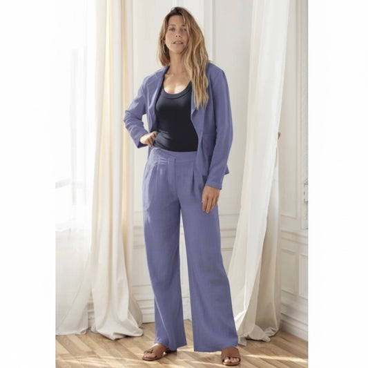 MILA ORGANIC LINEN PLEAT PANT PERIWINKLE