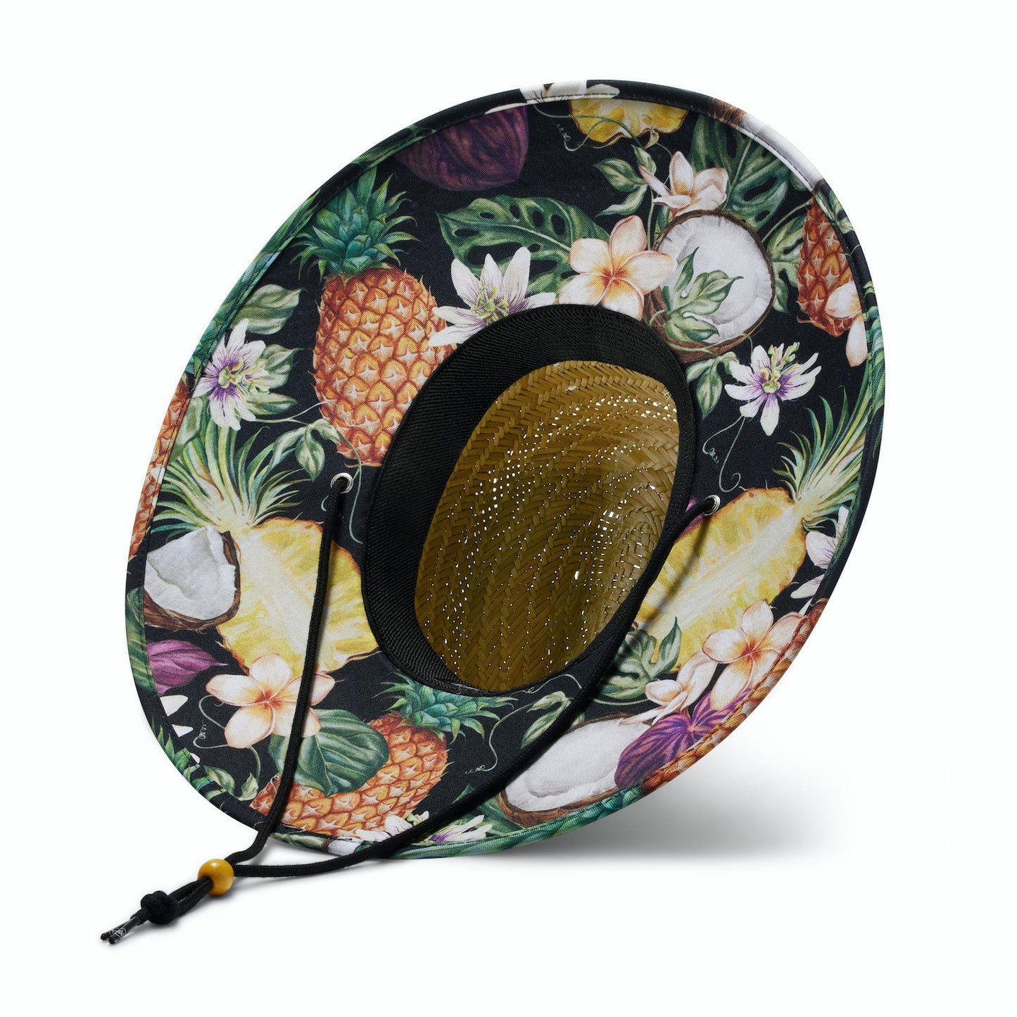 HEMLOCK HAT COMPANY UPF 50 STRAW HAT NIGHTCAP PINEAPPLE PRINT