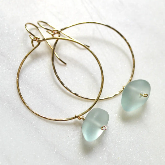 Sea Foam Glass Hoops
