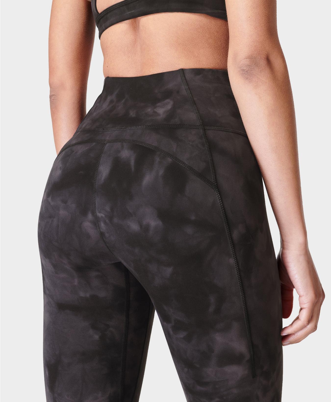 SALE SWEATY BETTY POWER 7/8 WORKOUT LEGGING BLACK SPRAY DYE