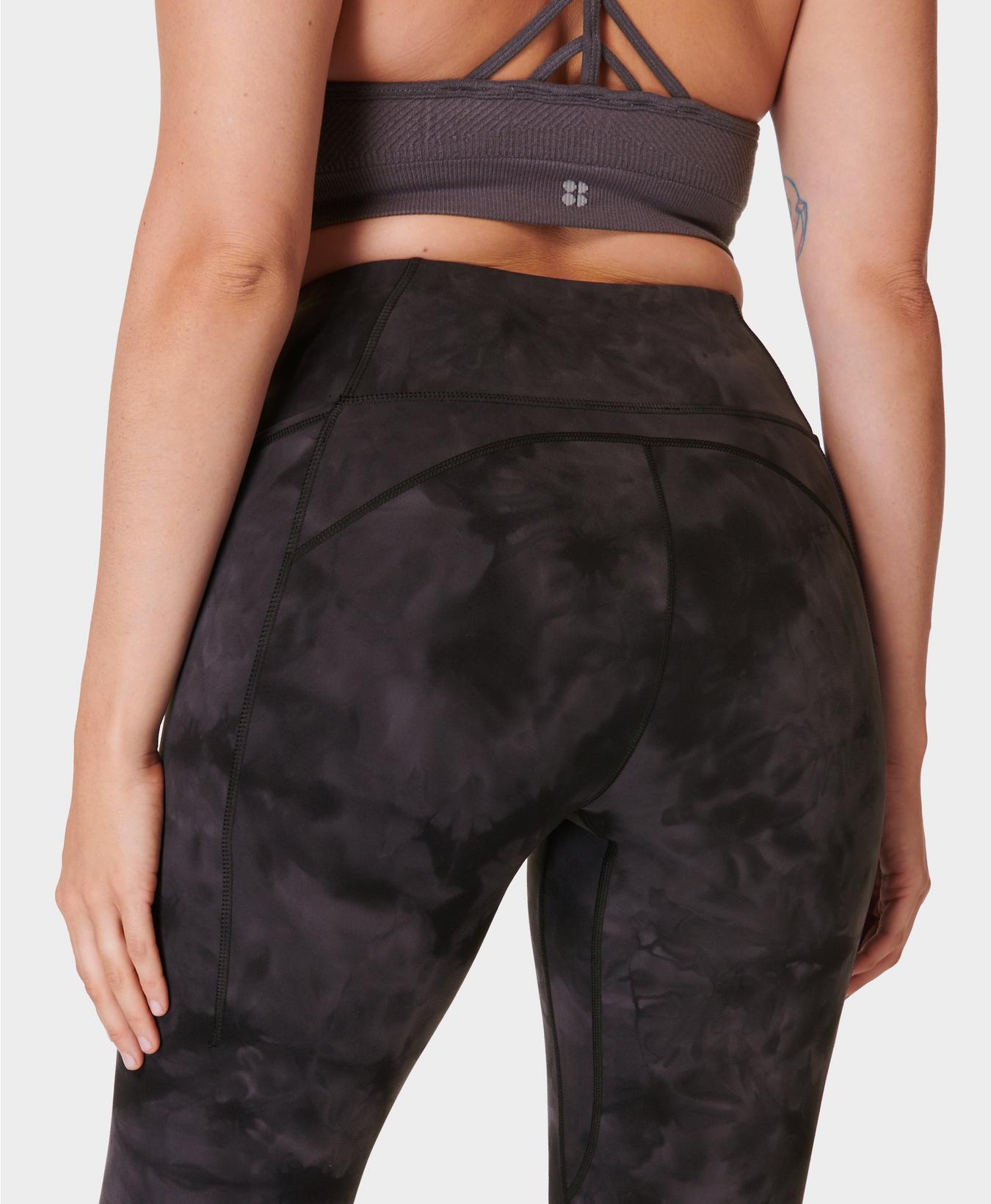 SALE SWEATY BETTY POWER 7/8 WORKOUT LEGGING BLACK SPRAY DYE