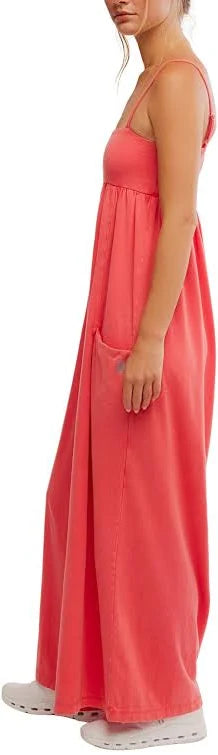 FREE PEOPLE MOVEMENT HOT SHOT STRAPPY ONESIE GRAPEFRUIT