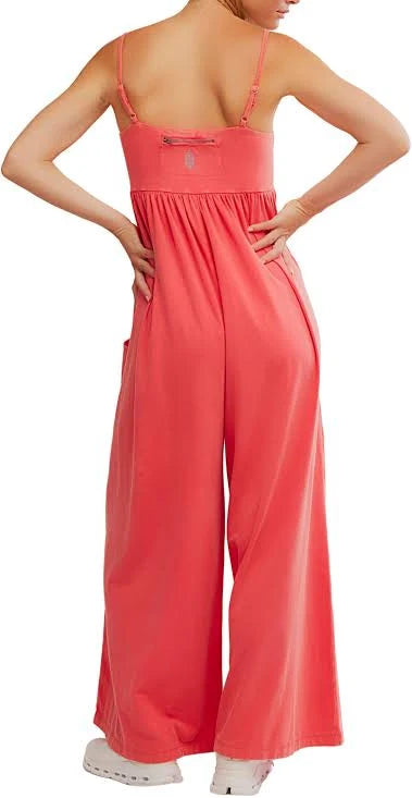 FREE PEOPLE MOVEMENT HOT SHOT STRAPPY ONESIE GRAPEFRUIT