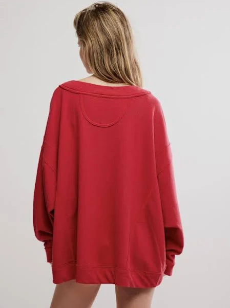 FREE PEOPLE STAYCATION PULLOVER DEEP CHERRY