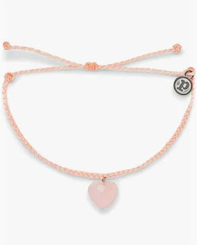 PURA VIDA STONE HEART ROSE QUARTZ BRACELET