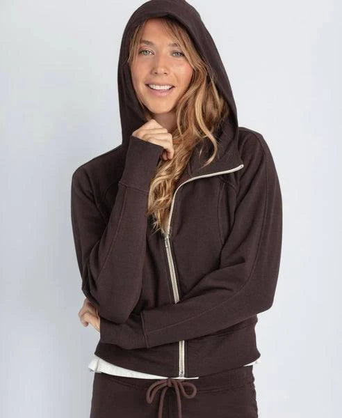 MILA ZIP UP HOODIE BARK
