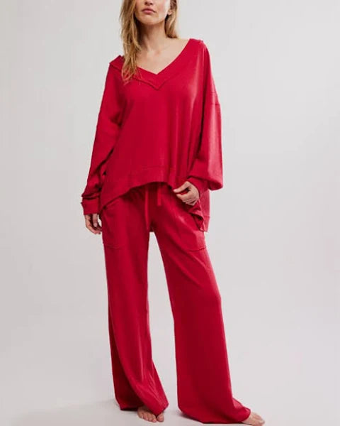 FREE PEOPLE STAYCATION PULLOVER DEEP CHERRY