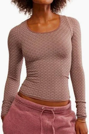 FREE PEOPLE LOVE LETTER LONG SLEEVE SHAVED CHOCOLATE