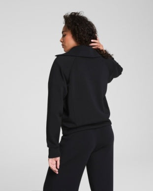 SPANX AIR ESSENTIALS HALF ZIP BLACK