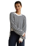 BEYOND YOGA READY FOR ANYWHERE HI LO SWEATER NOCTURNAL NAVY STRIPE