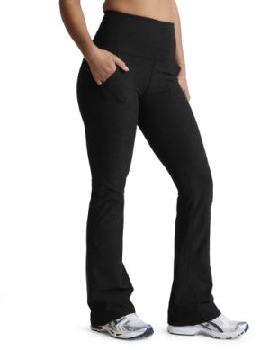 BEYOND YOGA SPACEDYE HIGH WAISTED PRACTICE POCKET BOOTCUT PANT DARKEST NIGHT