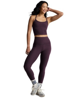 BEYOND YOGA SPACEDYE SLIM RACERBACK TANK EGGPLANT PURPLE HEATHER