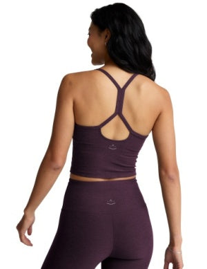 BEYOND YOGA SPACEDYE SLIM RACERBACK TANK EGGPLANT PURPLE HEATHER