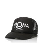 ALOHA COLLECTION ALOHA TRUCKER HAT BLACK WHITE
