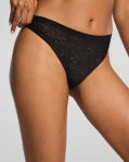 SPANX SUPERSMOOTH DAY TO DATE NIGHT LACE THONG BLACK