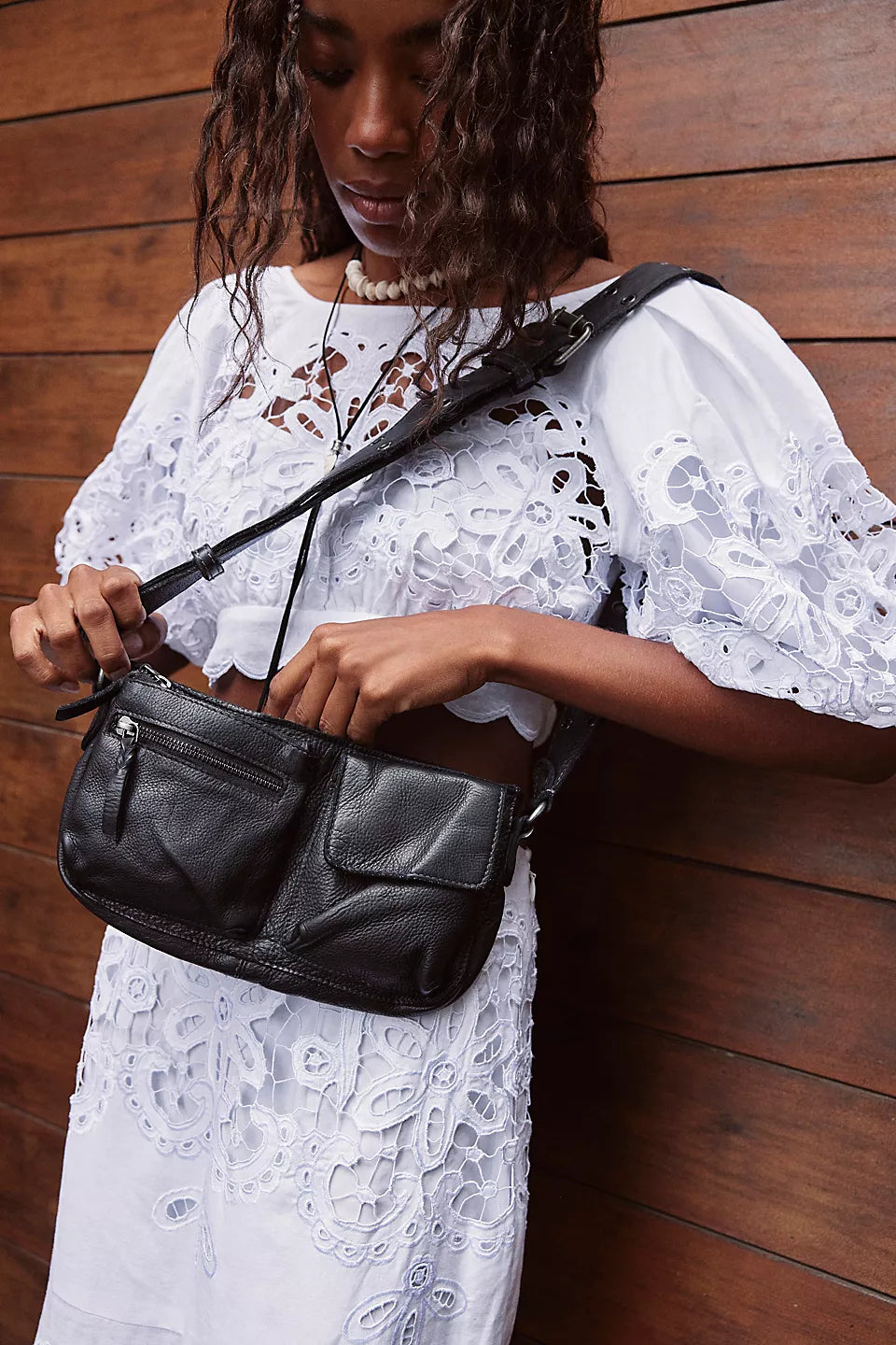 FREE PEOPLE WADE LEATHER SLING BLACK