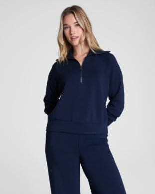 SPANX AIR ESSENTIALS HALF ZIP ESSENTIAL NAVY