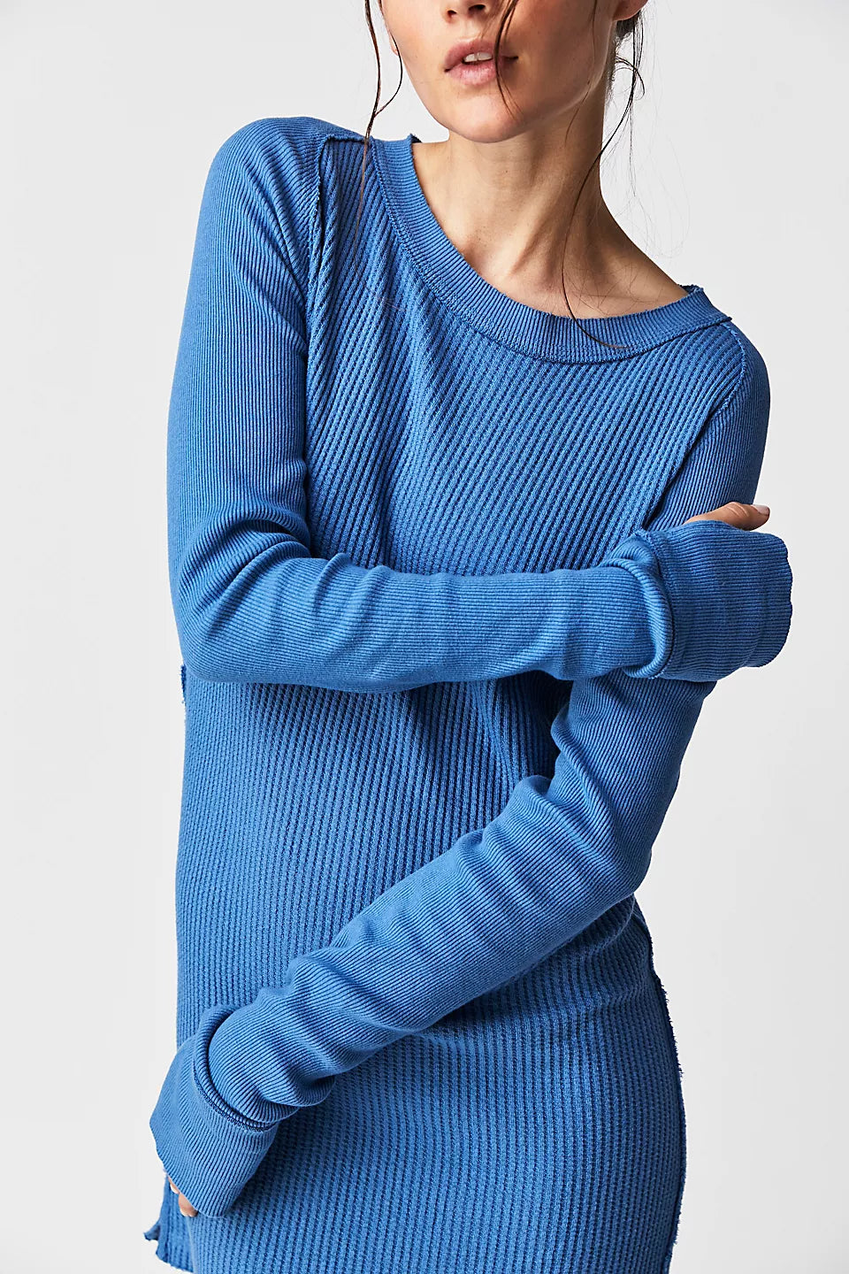 FREE PEOPLE CARE FP HONEY CREW NECK COPENHAGEN BLUE