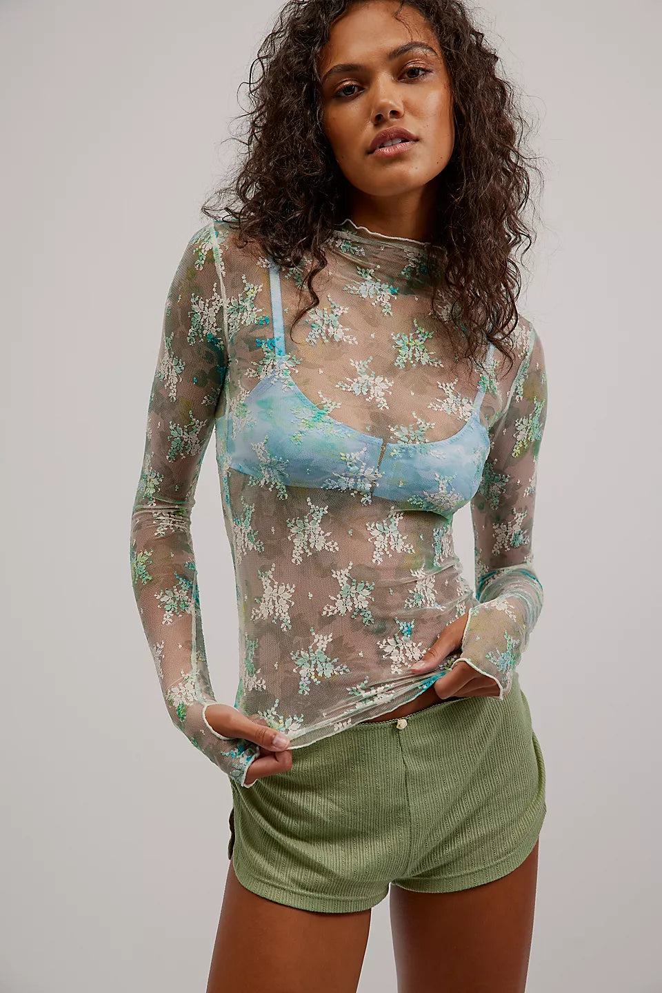 FREE PEOPLE PRINTED LADY LUX LAYERING TOP TEA COMBO