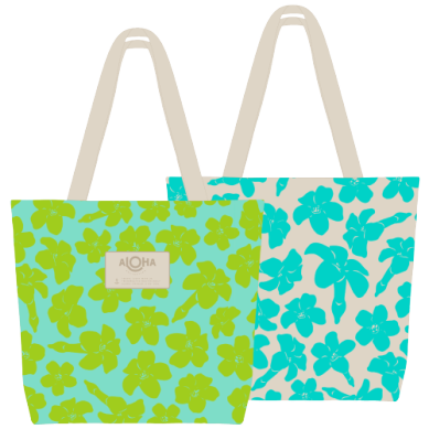 ALOHA COLLECTION PUAKENIKENI BUDS REVERSIBLE TOTE FRESH SPLASH