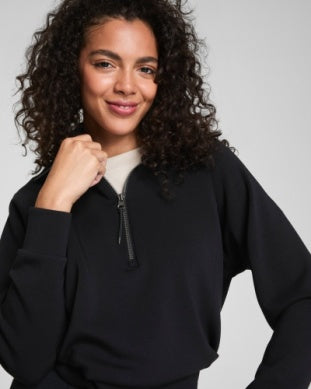 SPANX AIR ESSENTIALS HALF ZIP BLACK