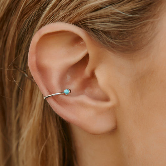 PURA VIDA BITTY GEMSTONE EAR CUFF SILVER