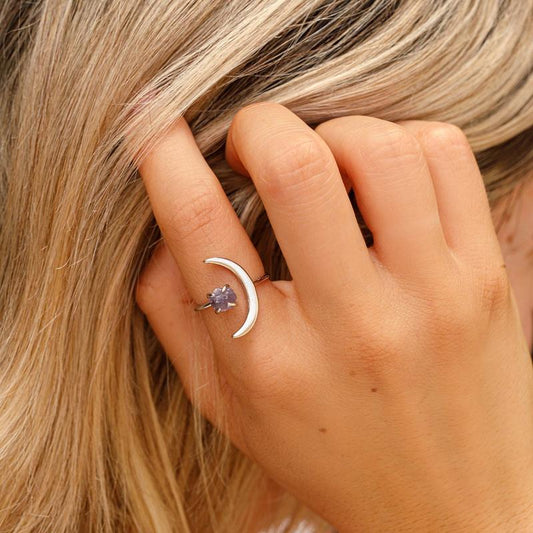 PURA VIDA CRESCENT MOON RING ROSE GOLD