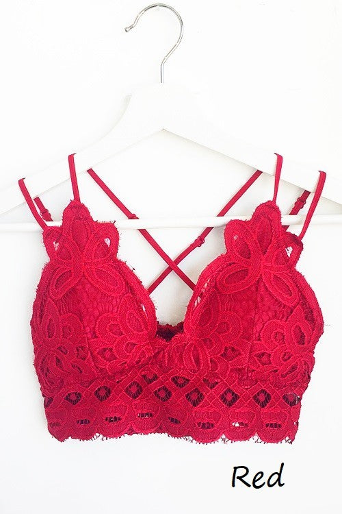 Anemone Ruby Red Pretty Princess Lace Pull Over Bralette Bra Top