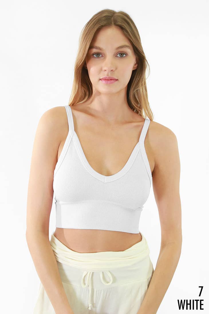 NIKIBIKI  Ribbed V-Neck Bra Top White