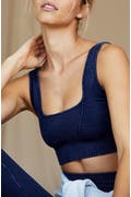 FREE PEOPLE MOVEMENT GOOD KARMA SQUARE NECK TOP- DEEPEST NAVY
