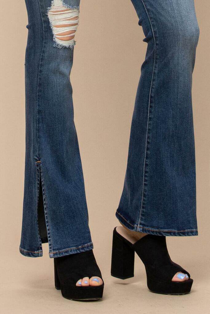 HIDDEN JEAN HAPPI HIGH RISE STRETCH FLARE WITH SIDE SLIT