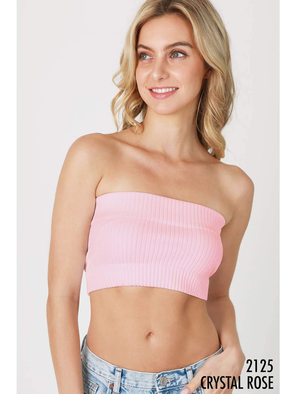 NIKIBIKI Wide Ribbed Tube Top Crystal Rose