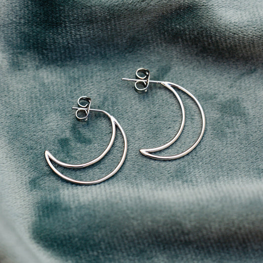 PURA VIDA CRESCENT HOOPS SILVER NEW!