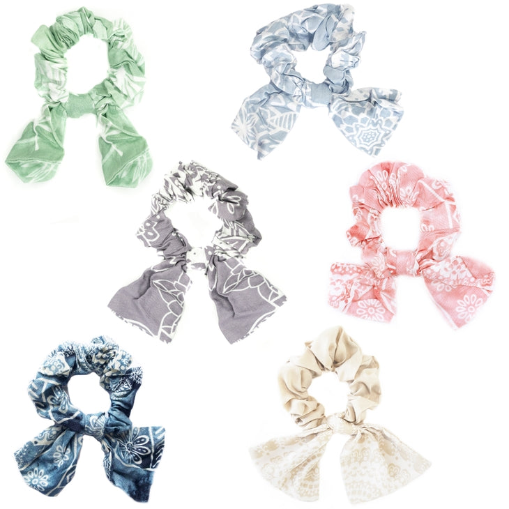 LOTUS AND LUNA SCRUNCHIES W/ BOW ASSORTED