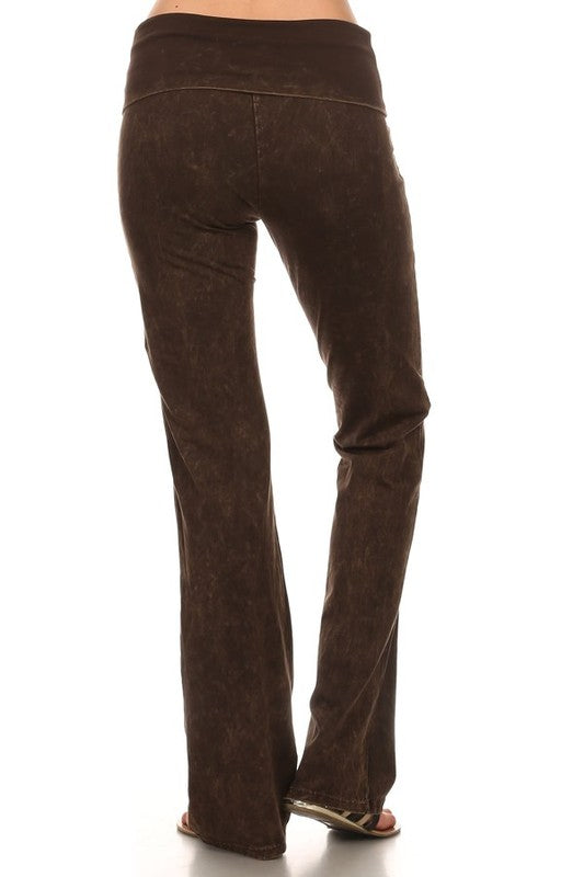 CHATOYANT MINERAL WASH BOOTCUT ROLL DOWN PANT BROWN