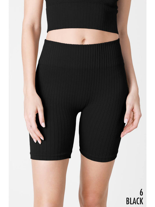 NIKIBIKI  Wide Ribbed Biker Short Black