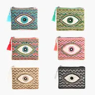 AMERICA AND BEYOND GRECIAN NIGHTS EMBELLISHED EVIL EYE COIN BAG