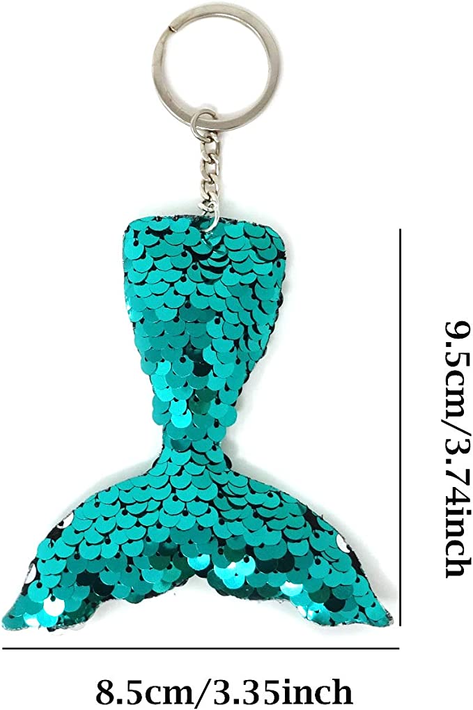 HONBAY GLITTER MERMAID FIN SEQUIN KEYCHAIN ASSORTED COLORS