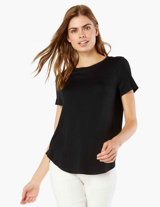 BEYOND YOGA FEATHERWEIGHT ON THE DOWN LOW TEE DARKEST NIGHT