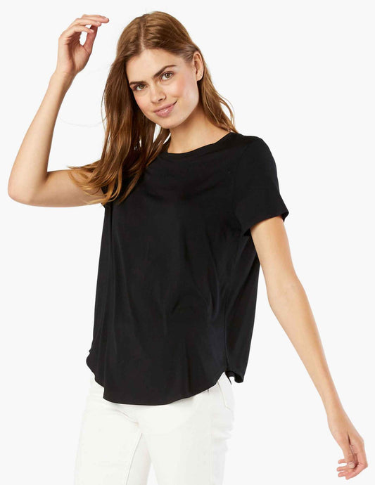 BEYOND YOGA FEATHERWEIGHT ON THE DOWN LOW TEE DARKEST NIGHT